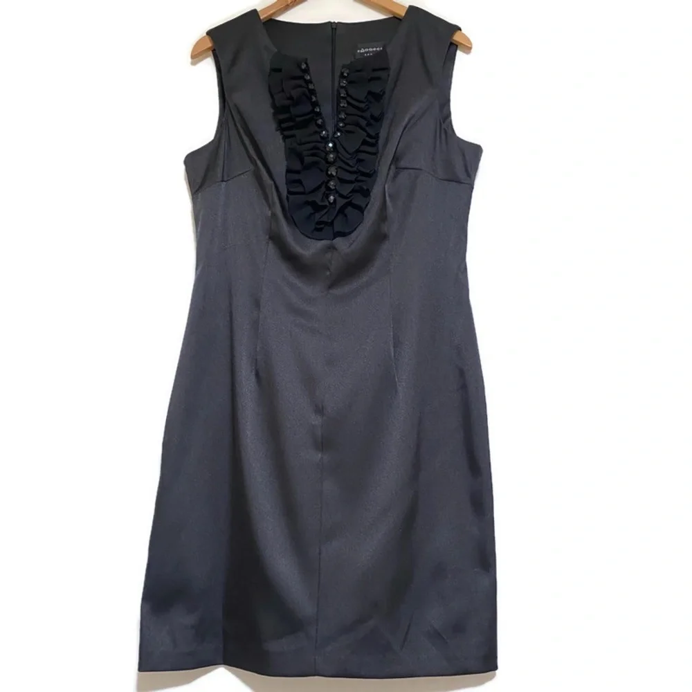 CONNECTED APPAREL SLEEVELESS RUFFLE BLACK DRESS SIZE 14 - Picture 1 of 6